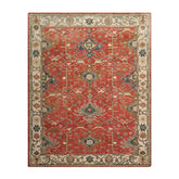 Multi Size Hand Tufted Hand Made 100% Wool Arts & Crafts Oriental Area Rug Muted Coral, Ivory Color